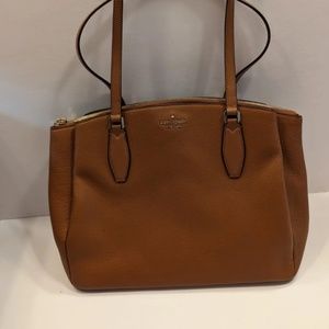 Kate Spade Monet Large Triple Compartment Brown Leather Tote